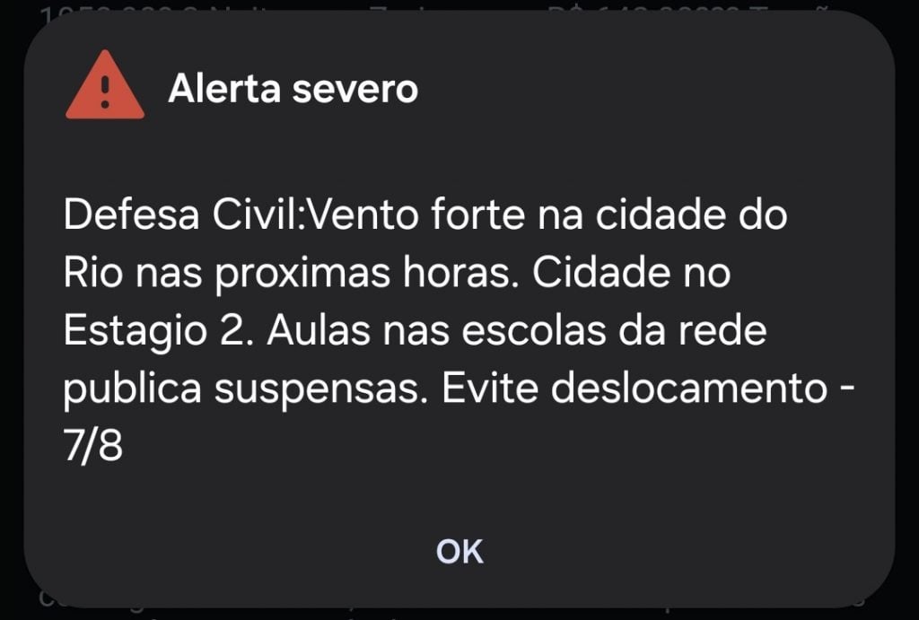 Rio tem aulas canceladas após novo alerta de ventania