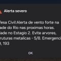Cidade do Rio tem alerta severo para vendaval nesta quarta